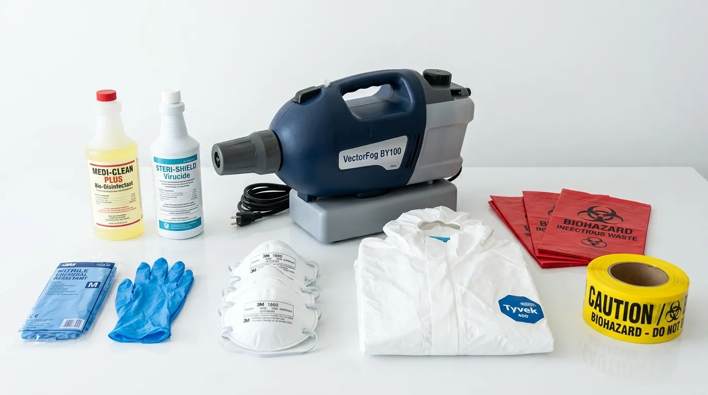 Professional biohazard remediation crew working in Clermont